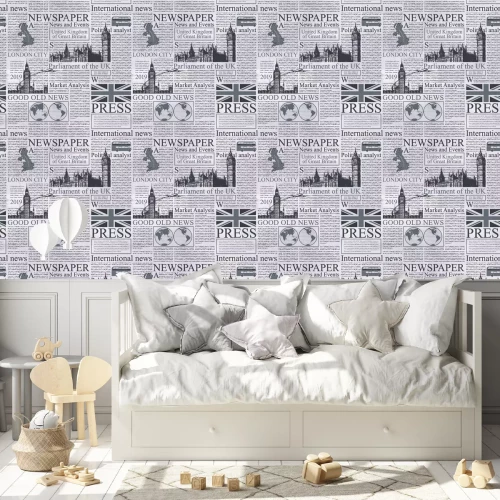 Tapete Londoner Zeitungsmuster