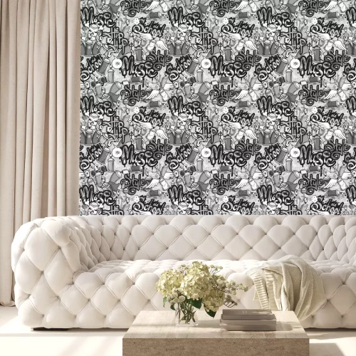 Tapete Modernes Graffiti-Muster in Grautönen