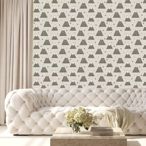 Tapete Geometrisches Muster für Kinder mit Bergen und Sternen