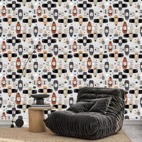 Tapete Tiermotive auf Flugzeugen – Muster für Kinder