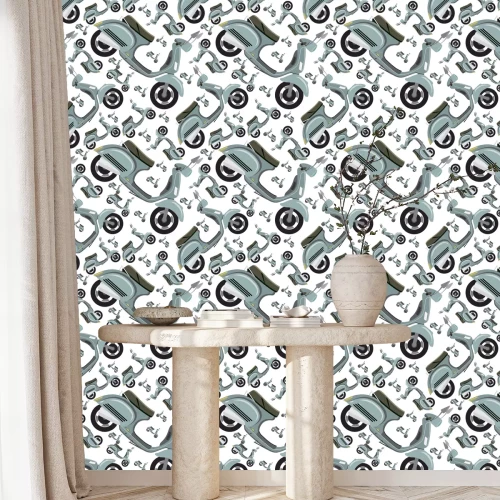 Tapete Retro-Design mit einem Vespa-Roller