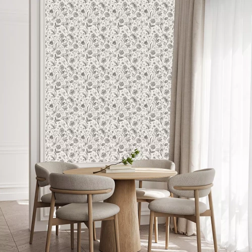 Tapete Skizzierte botanische Vintage-Motive