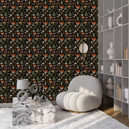 Tapete Herbstblätter mit Schmetterlingen