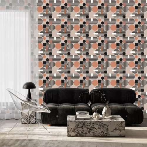 Tapete Abstrakte Komposition aus Formen und Linien