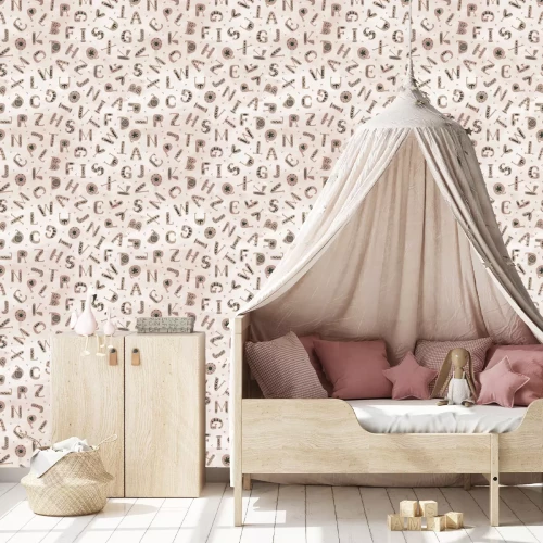 Tapete Muster mit Alphabetbuchstaben im skandinavischen Stil