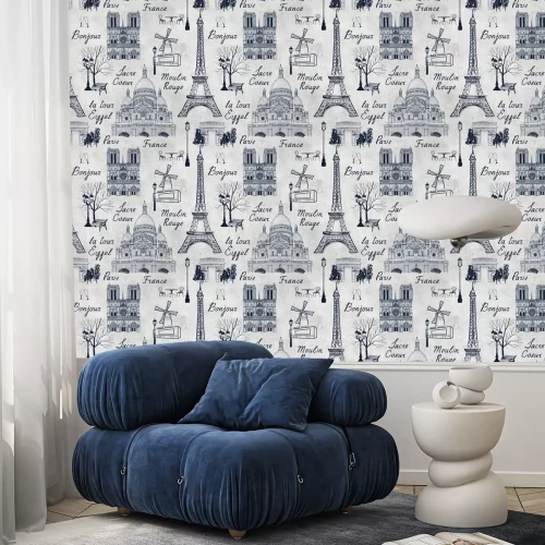 Tapete Berühmte Pariser Denkmäler und Inschriften