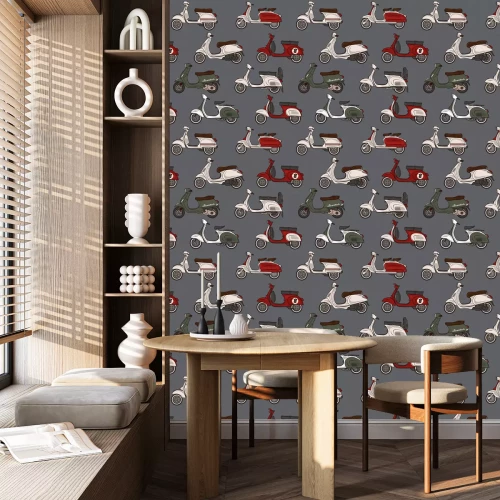 Tapete Bunte Retro-Vespa-Roller