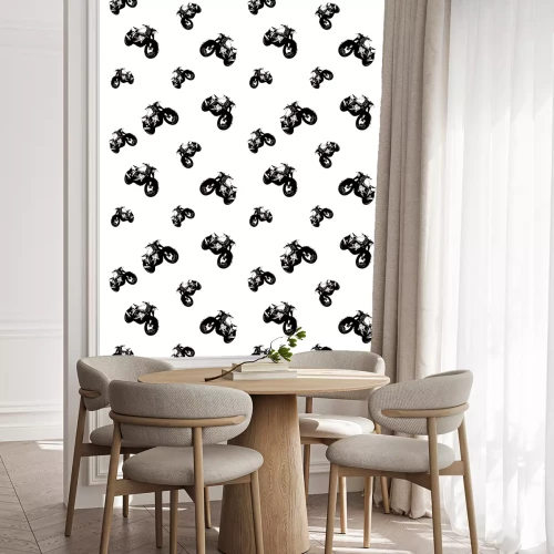 Tapete Chopper-Motorräder, schwarz-weißes Muster