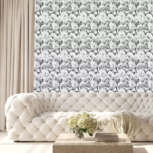 Tapete Zartes graues Blumenmuster