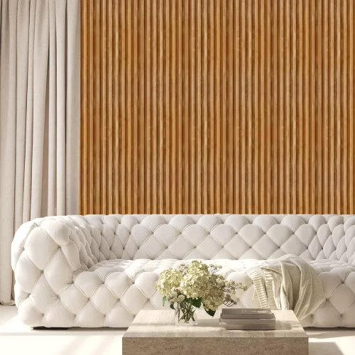 Tapete Vertikale Holzleisten in Braun