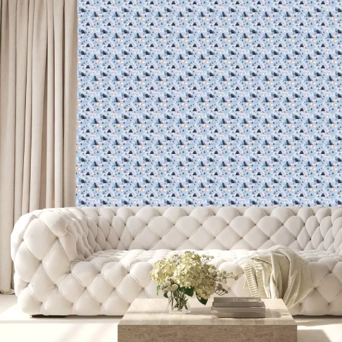 Tapete Illustrierte Berge und Straße auf blauem Hintergrund