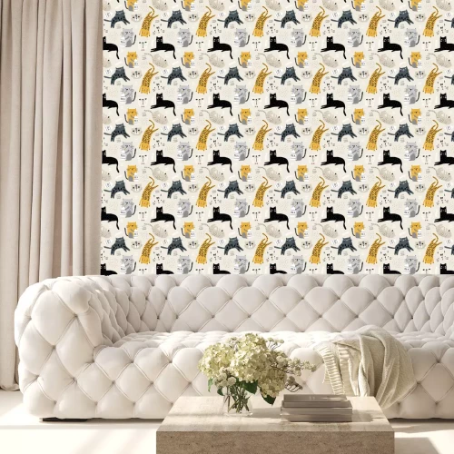 Tapete Eine humorvolle Katzenkomposition