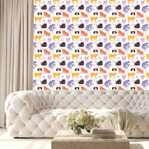 Tapete Fröhliche, gemalte Katzensilhouetten