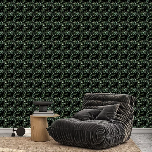 Tapete Dunkles, stimmungsvolles Blattmuster