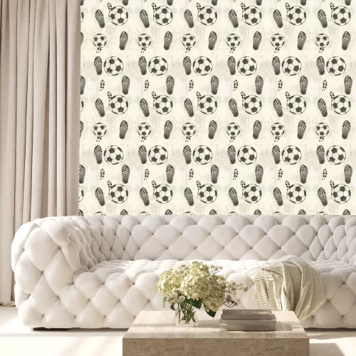 Tapete Sportliches Muster mit Ball- und Stollenabdrücken