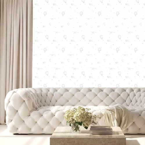 Tapete Eine Komposition aus Ballons und Flugzeugen am Himmel