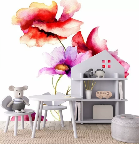 Fototapete Feldblumen in Aquarell