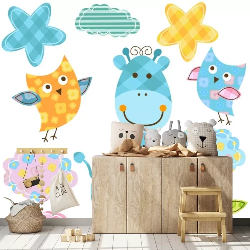 Sticker niedlichen Eulen & Giraffe