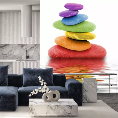 Sticker Zen regenbogen kieselsteine ​​im wasser