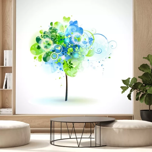 Sticker Frühling-Komposition mit zarten Baum