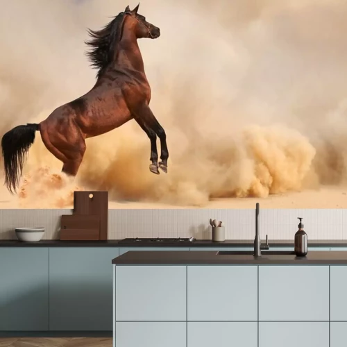 Fototapete Im sand springendes pferd