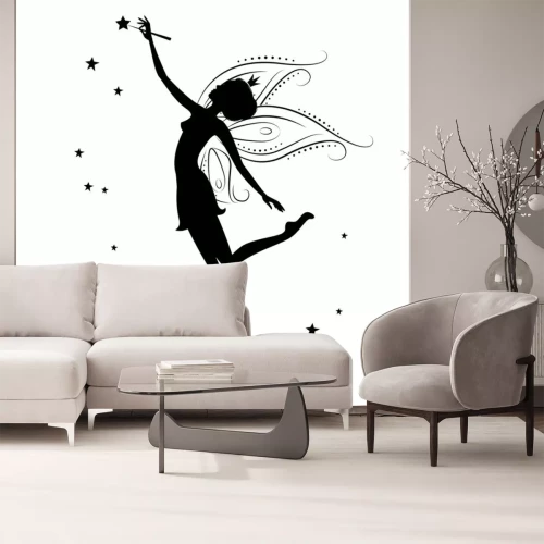 Sticker Silhouette einer Fee und Stars