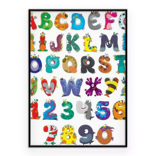 Poster Ein Muster mit einem bunten Alphabet in Form von Monstern