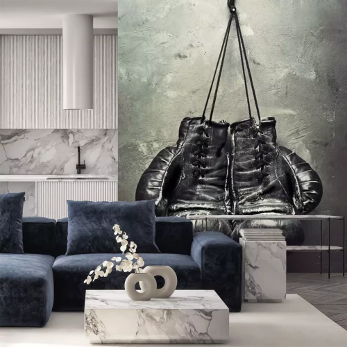 Fototapete Schwarze Retro-Boxhandschuhe