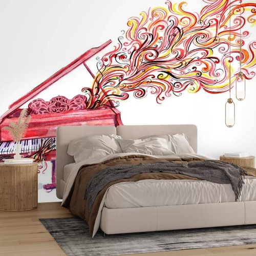 Sticker Offenes Klavier mit fließender Musik