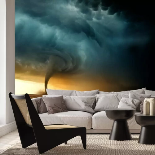 Fototapete Wolken und Tornados über einem Feld