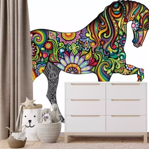 Sticker Pferd mit bunten Ornamenten