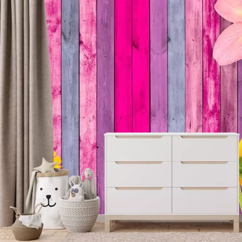 Sticker Rosa Holz Hintergrund mit Blumen