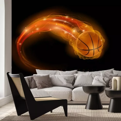 Sticker Eine Grafik eines Basketballs der wie ein feuriger Komet aussieht