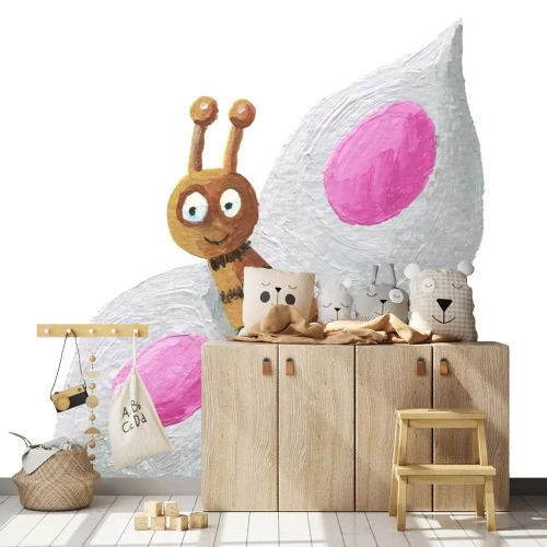 Sticker Grau Schmetterling mit rosa Punkten