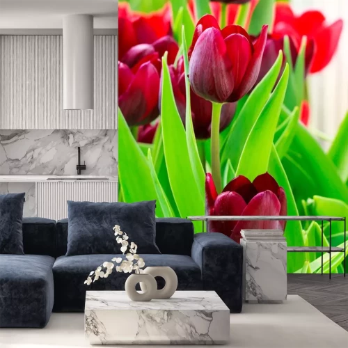 Sticker Kastanienbraune Blüten in Blättern