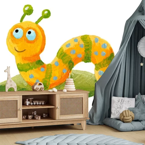 Sticker Nette Schnecke auf dem grünen Blatt