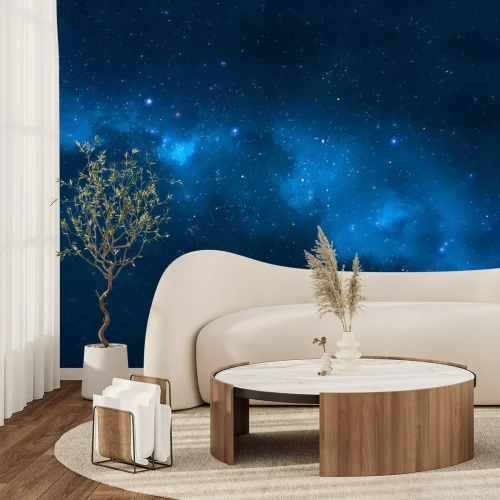 Sticker Galaxie in dunkelblauen Tönen mit Sternen
