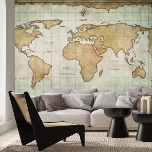 Sticker Alter Schatzkarte mit Kompass Hintergrund