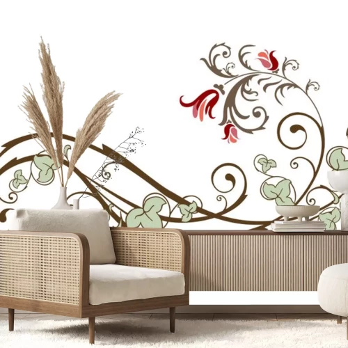 Sticker Vintage-Design -Element mit Blumen und Efeu