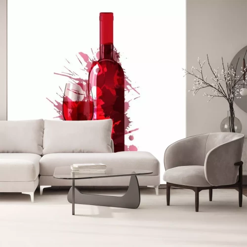 Sticker Rotwein Glas und Flasche