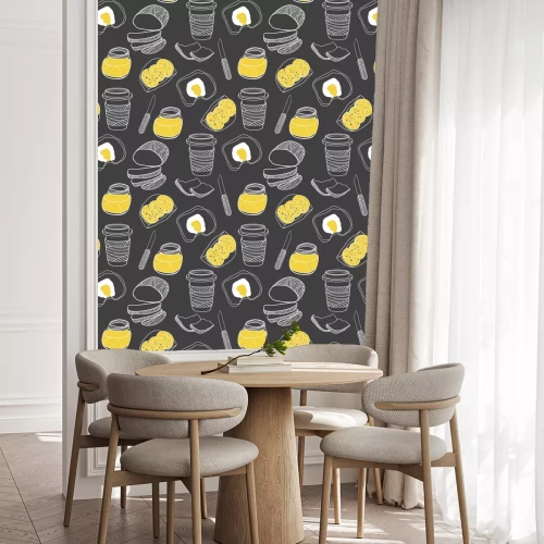 Tapete Frühstückselemente auf dunklem Hintergrund