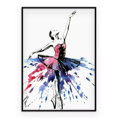 Poster Tanzende Ballerina in künstlerischer Aquarellmalerei