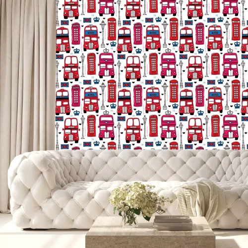 Tapete Seamless love London UK reise rot icon Hintergrundmuster