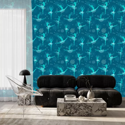 Tapete Blaues Design mit Ballerinas