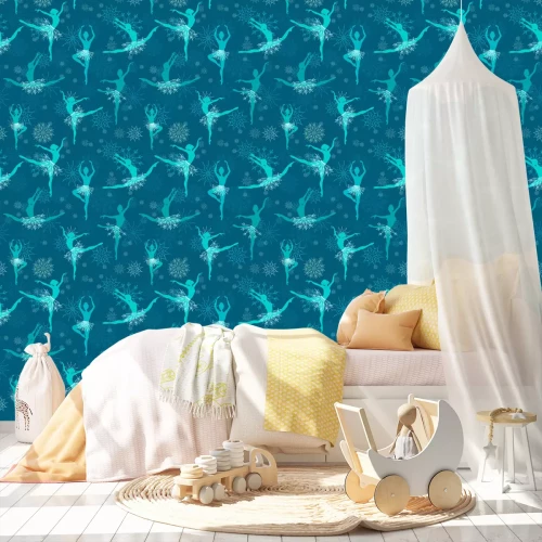 Tapete Blaues Design mit Ballerinas