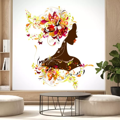 Sticker dekorative Komposition mit Mädchen