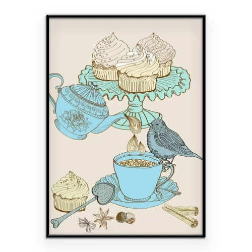 Poster Illustration im Shabby-Chic-Stil mit Cupcakes