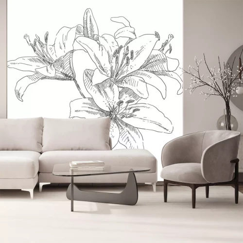 Sticker Zeichnung von vier Blumen