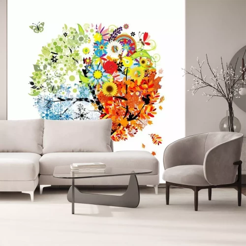 Sticker Vier Jahreszeiten - Frühling, Sommer, Herbst, Winter. Kunstbaum