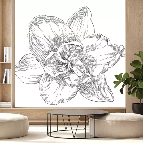 Sticker Abbildung schwarz-weißer Blume